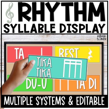 Preview of Rhythm Syllable Cards EDITABLE - Elementary Music Bulletin Board Posters