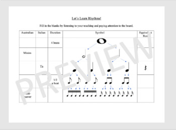 Preview of Rhythm Tree Worksheets