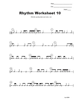 Rhythm Worksheet 10 by Brian Tychinski | TPT