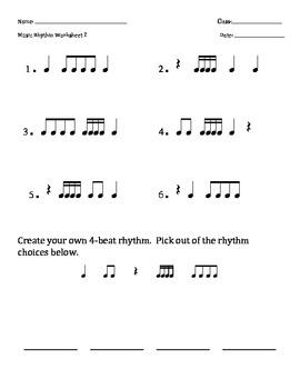 Rhythm Worksheets 1 & 2 by Cup O' Tee Music Resources | TpT