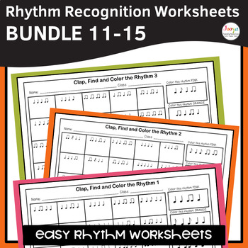 Rhythm Worksheets Bundle - Sets 11-15 by Jooya Teaching Resources