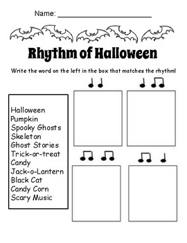 Preview of *Updated for Distance Learning* Rhythm of Halloween Worksheet