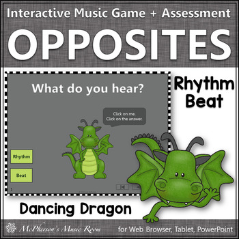 Preview of Rhythm vs Beat ~ Music Opposite Interactive Music Game + Assessment {dragon}