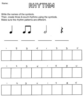 Preview of Rhythm worksheet and game