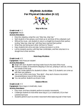 Preview of Rhythmic Activities for Physical Education (K-12)