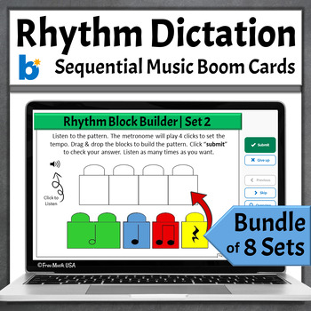 Preview of Music Theory Games Rhythm Dictation Boom Cards Bundle - Classroom or Homeschool