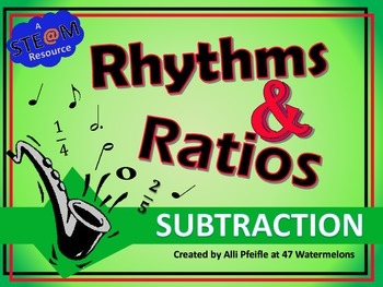 Preview of Rhythms and Ratios Subtraction: STEAM Flashcards for Fractions