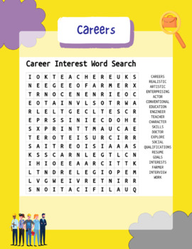 Preview of Riasec Career Word Search for kids