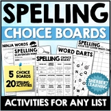 Spelling Choice Boards - Spelling Activities Pack - Hangma