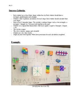 Preview of Rich Task – Area and Perimeter - Design a City!