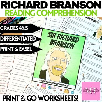 Preview of Richard Branson Biography Reading Comprehension Worksheets