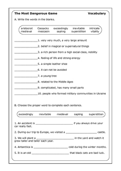 Richard Connell "The Most Dangerous Game" worksheets by Peter D | TpT
