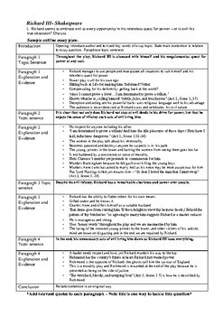 essay questions richard iii