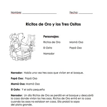 Preview of Spanish Reader's Theater-Ricitos de Oro y los Tres Osos (The Three Bears)