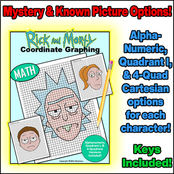 Preview of Rick And Morty Coordinate Graph Mystery Pictures! Ordered Pairs Graphing!