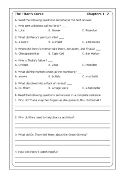 Percy Jackson Series: A Bundle of Worksheets