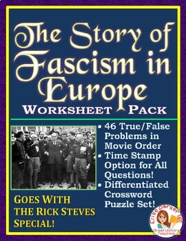 Preview of Rick Steves: The Story of Fascism in Europe  -- PDF Worksheet & Crosswords