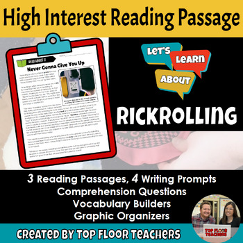 Rickrolling Reading Passages Comprehension Activities by Top Floor