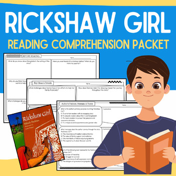 Preview of Rickshaw Girl : Reading Comprehension Packet {No-Prep Book Companion Worksheets}