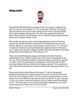 Preview of Ricky Martin Biography (English) *FREEBIE*