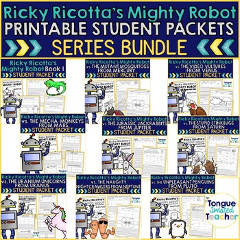 Preview of Ricky Ricotta's Mighty Robot Bundle Student Packets for 9 Book Series