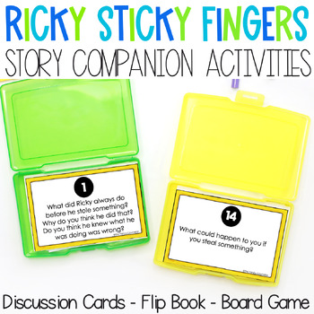 Preview of Ricky Sticky Fingers by Julia Cook Companion Activities Game Cards Flip Book