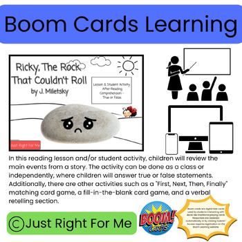Preview of Ricky, The Rock That Couldn't Roll Lesson/Student Activity Boom Cards