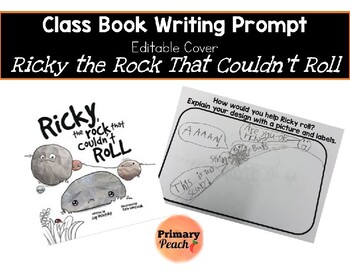 Preview of Ricky the Rock that Couldn't Roll Class Book Writing Prompt, Editable cover