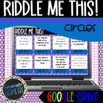 Riddle Me This Circles Google Drive Distance Learning By Generally Geometry