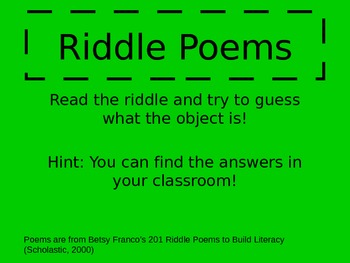 Preview of Riddle Poems- Infer the meaning