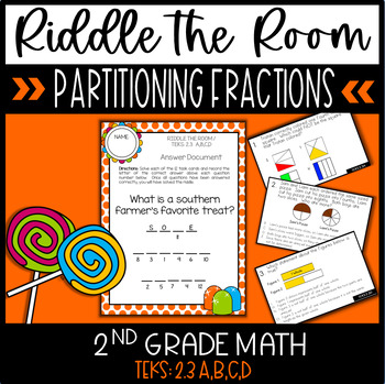 Preview of 2nd Grade Math Riddle Activity for Partitioning Fractions / TEKS 2.3A,B,C,D