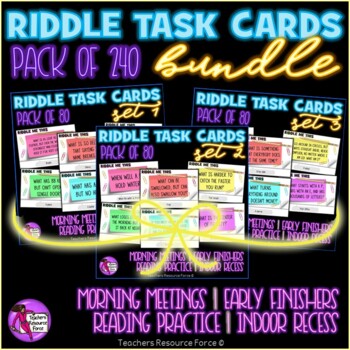 Preview of Riddles Cards BUNDLE Morning Meeting, Indoor Recess, Early Finishers, Reading