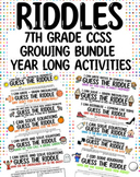 Riddles and Exit Tickets 7th Grade Math Year Long CCSS GROWING BUNDLE