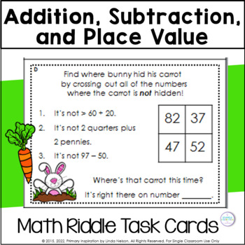 Preview of Math Enrichment Riddles - Spring Mental Math Activities - Critical Thinking