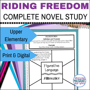 Preview of Riding Freedom Novel Study for Book Clubs Literature Circles