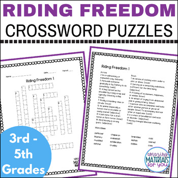 Preview of Riding Freedom Novel Study Crossword Puzzles for Independent Work 