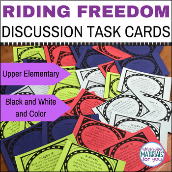 Preview of Riding Freedom Discussion Task Cards Book Club Literature Circles