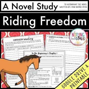 Preview of Riding Freedom Novel Study Unit - Comprehension with Vocabulary and Tests