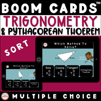 Preview of Right Triangle Trigonometry And Pythagorean Theorem Digital Boom Cards™