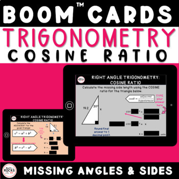 Preview of Right Triangle Trigonometry Law Of Cosines Ratio Math Activity Boom Cards 10th