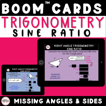 Preview of Right Triangle Trigonometry The Sine Ratio Digital Boom Cards™ Math Activity
