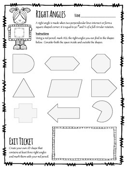 Right angles worksheet