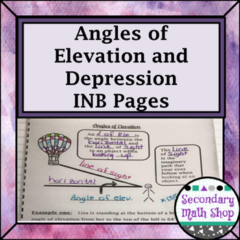 Preview of Right Triangle - Angles of Elevation & Depression Interactive Notebook Pages