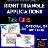 Trig Right Triangle Applications with Task Cards QR  HW