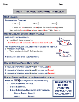 Preview of Right Triangle Basics - Notes with KEY