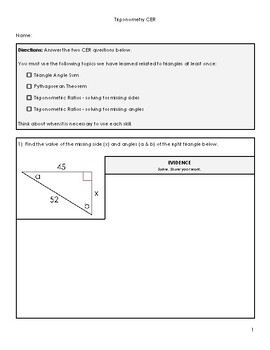 Preview of Right Triangle CER
