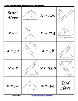 Right Triangle Geometric Mean Theorem~Domino Type Matching ...