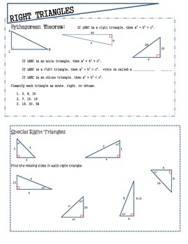 Preview of Right Triangle Notes