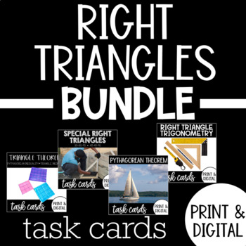 Preview of Right Triangle Task Card Bundle with Google Forms PRINT & DIGITAL