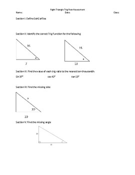 Preview of Right Triangle Test